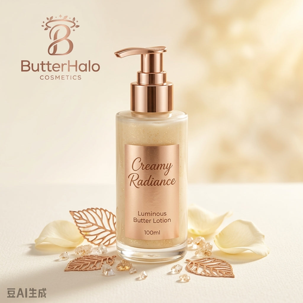 ButterHalo Creamy Radiance Luminous Butter Lotion 100ml – Shimmer Shea Butter Body & Facial Emulsion for Dewy Glowing Complexion